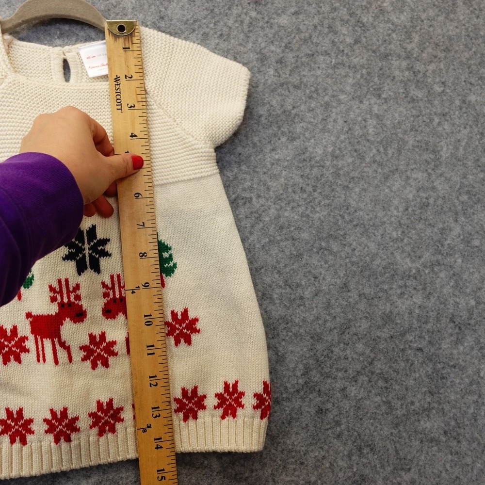 Sweater Knit Dress Baby Girl 3 6 Mos Cream Wool Deer Nordic HANNA ANDERSSON - Picture 6 of 12